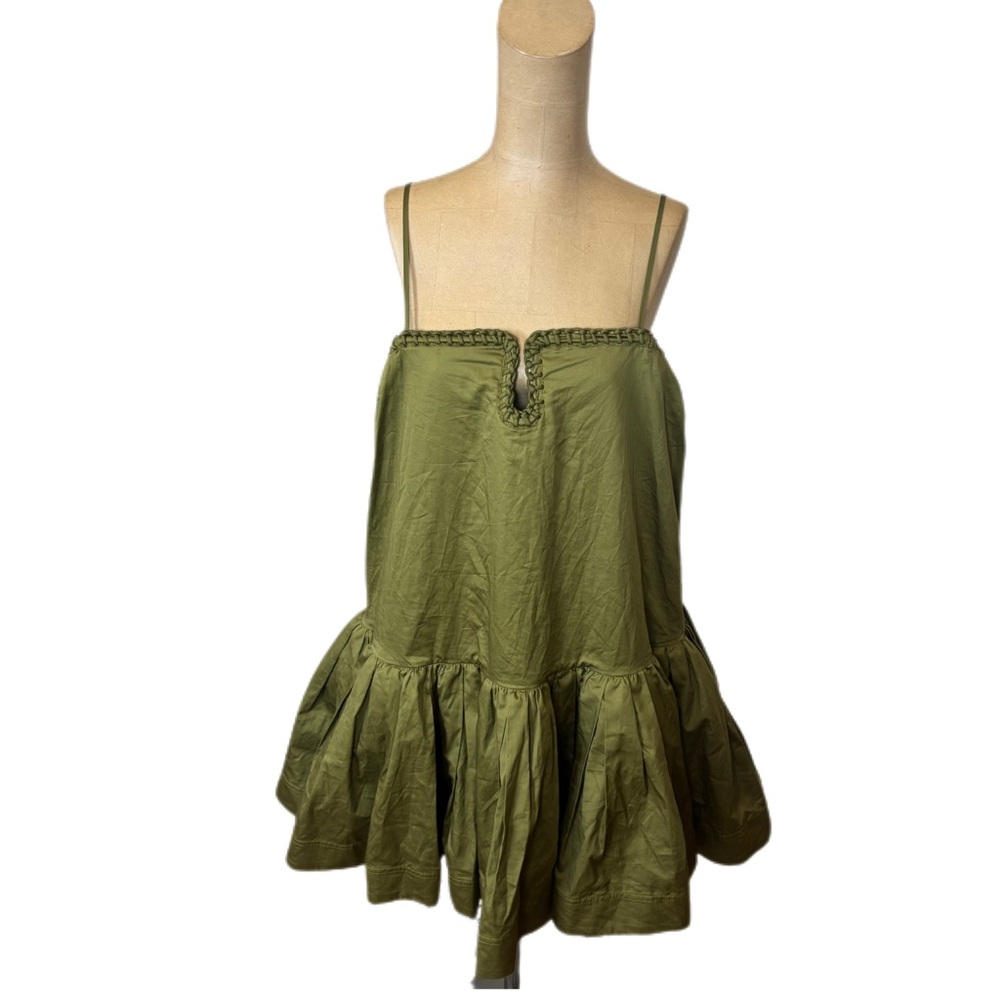 NWT! Aje Willow Sweetheart Mini Dress Olive Green US Size 10